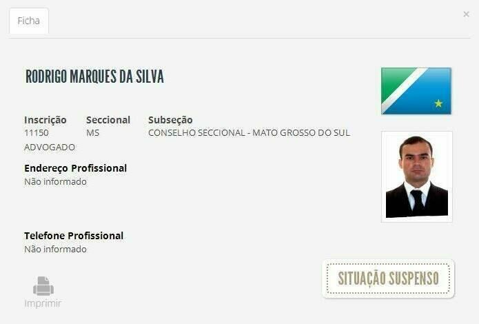 Imagem de compartilhamento para o artigo Advogado envolvido em sequestro de idoso em Coxim tem carteira da OAB suspensa da MS Todo dia